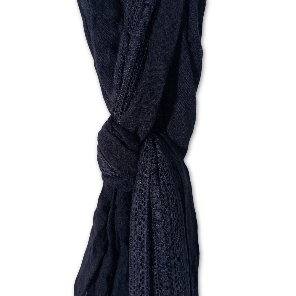Womens Black Scarf Lace Raw Hem Lightweight Fashion Accessory Whimsygoth Goth